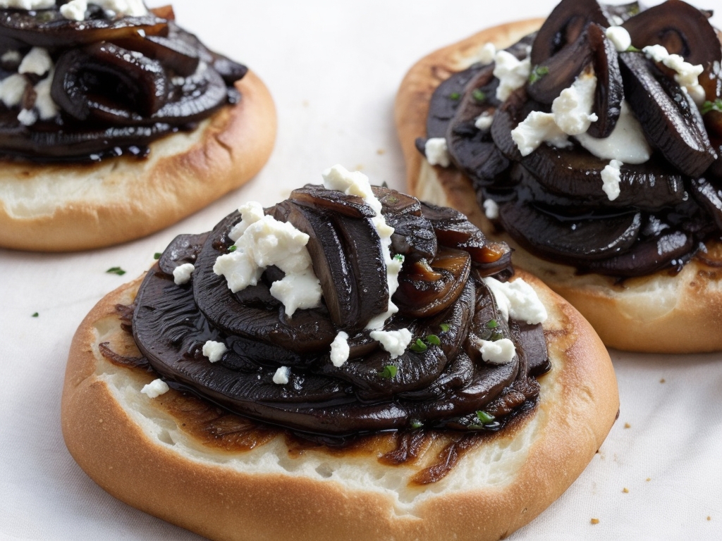 Pečené portobellové kloboučky s karamelizovanou cibulkou a kozím sýrem: Vegetariánská chuťovka Default_Roasted_Portobello_Hats_with_Caramelized_Onions_and_Go_0