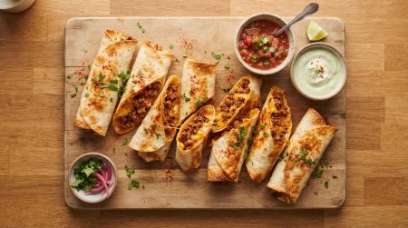 Křupavé sýrové quesadillové rolky s mletým masem (Taco Roll-Ups)
